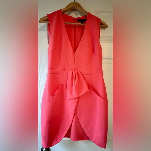 Bcbgmaxazria Womens Draped Sheath Dress, 6, Red